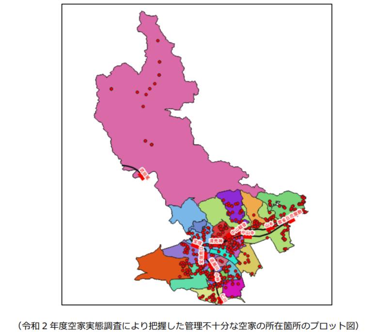 宝塚市の地図